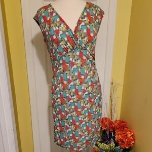 AB Studio Colorful Geometric Print Knit Dress